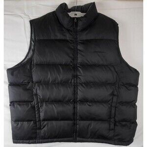 EDDIE BAUER MEN’S BLACK GOOSE DOWN VEST XXXL ZIP CLOSE & ZIP PKTS EUC